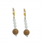 leverback earrings white glass beads