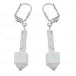 leverback earrings white matte with pattern