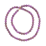 necklace 10mm beads purple-brown-marbled