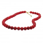 necklace, 10mm beads, raspberry-red