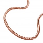 necklace 1.5mm foxtail chain square rose gold plated 10 milliem gold plated silver 925 42cm