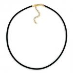 necklace, 3mm, rubber band, gold-plated clasp, 42cm 