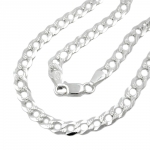 necklace 4,6mm flat curb chain with pattern silver 925 50cm