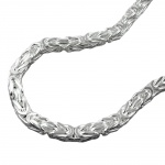 necklace 4mm square byzantine chain shiny silver 925 50cm