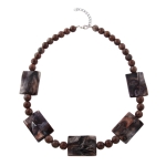 Necklace 5x pillow beads brown-grey