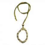 necklace 75x55mm tree ring plastic olive green leather strap green 90cm chain