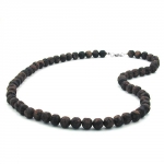 necklace, baroque beads, 10mm, brown marbled
