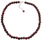 necklace, baroque beads, 10mm, red/black marbled