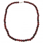 necklace, baroque beads, 10mm, red/black marbled
