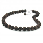 necklace, baroque beads 12mm, brown, 50cm