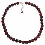 necklace, baroque beads 12mm, red-black, 50cm