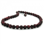 necklace baroque beads 8mm red-black 45cm 
