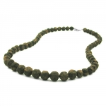 necklace, baroque beads, olive-green marbled
