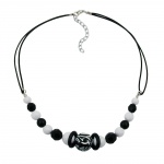 necklace, beaded, black and white