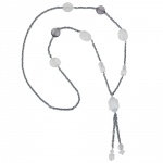 necklace, beads & cubes, transparent, 95cm
