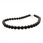 necklace, beads 10mm, black, shiny, 70cm 