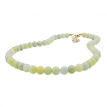 necklace, beads 10mm, yellow-green, 50cm 
