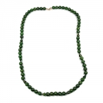 necklace, beads, 12mm, green/ gold
