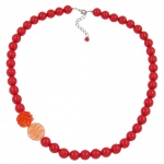 necklace, beads 12mm, red, 60cm