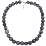 necklace, beads 18mm, purple-grey, 60cm