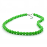 necklace, beads 8mm, green, shiny, 42cm 