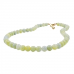 necklace, beads 8mm, green-white, 50cm 