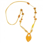 necklace, beads and 2-fold cord yellow