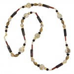 necklace, beads, beige-brown, 110cm