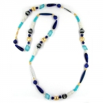 necklace, beads, blue-turquoise, 110cm
