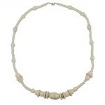 necklace, beads creme, silver-tone, 70cm