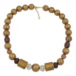 necklace, beads, gold-brown, 55cm