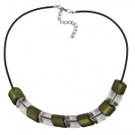 necklace, beads, green 45cm