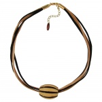 necklace, beads, light-brown & brown, 50cm