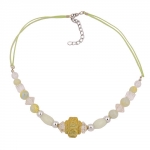 necklace, beads light-green-yellow