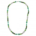necklace, beads, mint-silk, 90cm
