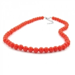 necklace, beads orange-red 8mm, 50cm 