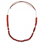 necklace, beads, raspberry red, silky colours