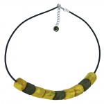 necklace, beads, yellow-marbeled 45cm