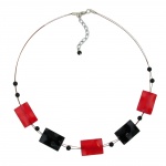 necklace black-red beads shiny 45cm