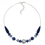 necklace blue and silver-coloured beads 45cm