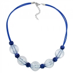 necklace, blue and transparent, beads, 48cm