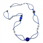 necklace, blue beads, blue chain, 95cm