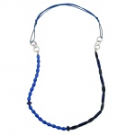 necklace blue beads chrome/ silver coloured rings