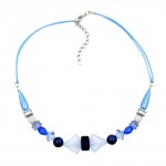 necklace, blue tones, various beads