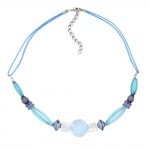 necklace, blue tones, various beads