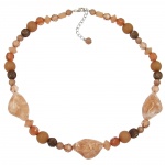 necklace, crash-nugget-beads, brown, 55cm