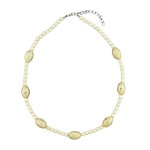 necklace, creme-colored, plastic beads
