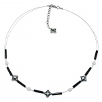 necklace cube beads black white