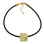 necklace, cubic bead pendant, gold coloured