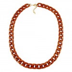 necklace, curb chain, brown, glossy
